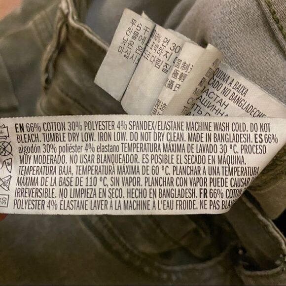 Forever 21 Stretch Acid Wash Jeans Olive Green 26 - Picture 5 of 5